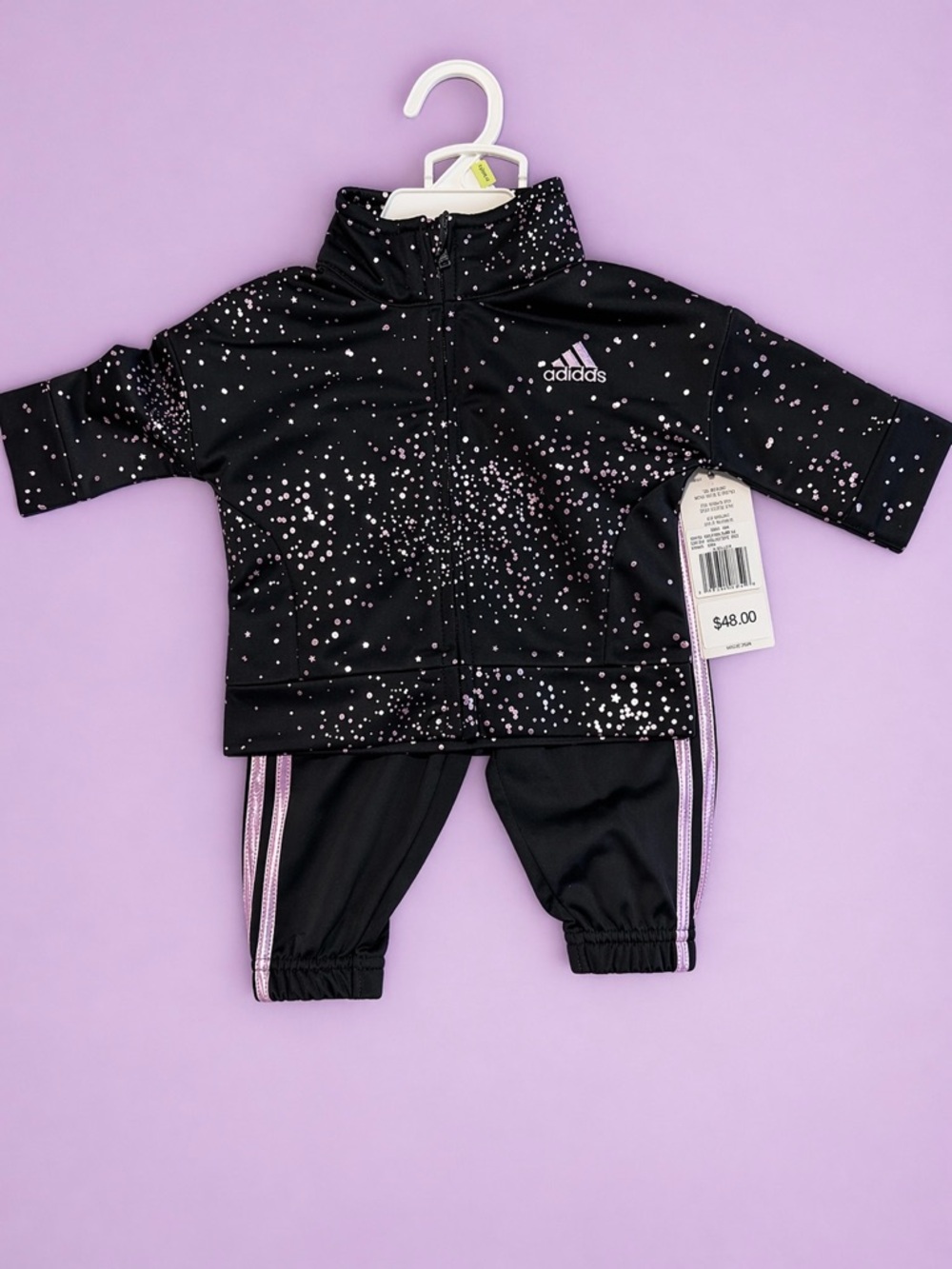 adidas 3 months baby Track Suit with Lilac Speckle Print
